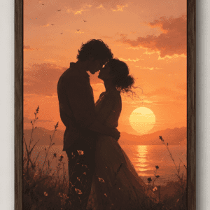 eternal sunset romantic couple silhouette minimalist art