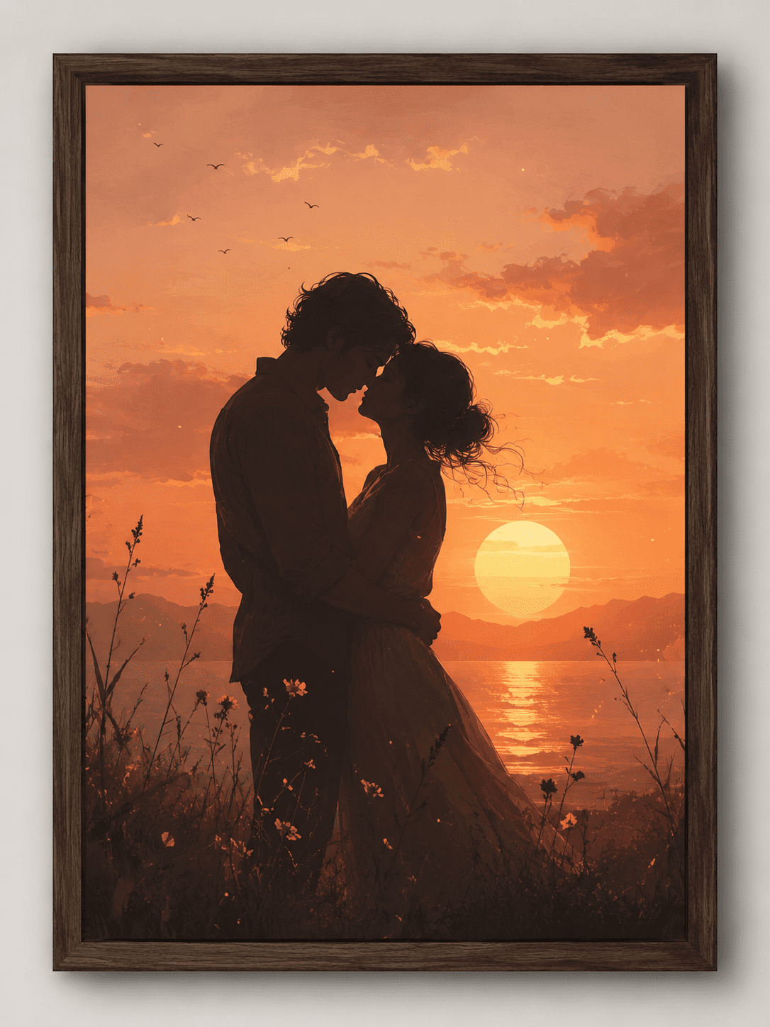 eternal sunset romantic couple silhouette minimalist art