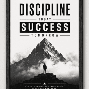 discipline today success tomorrow motivational mountain poster