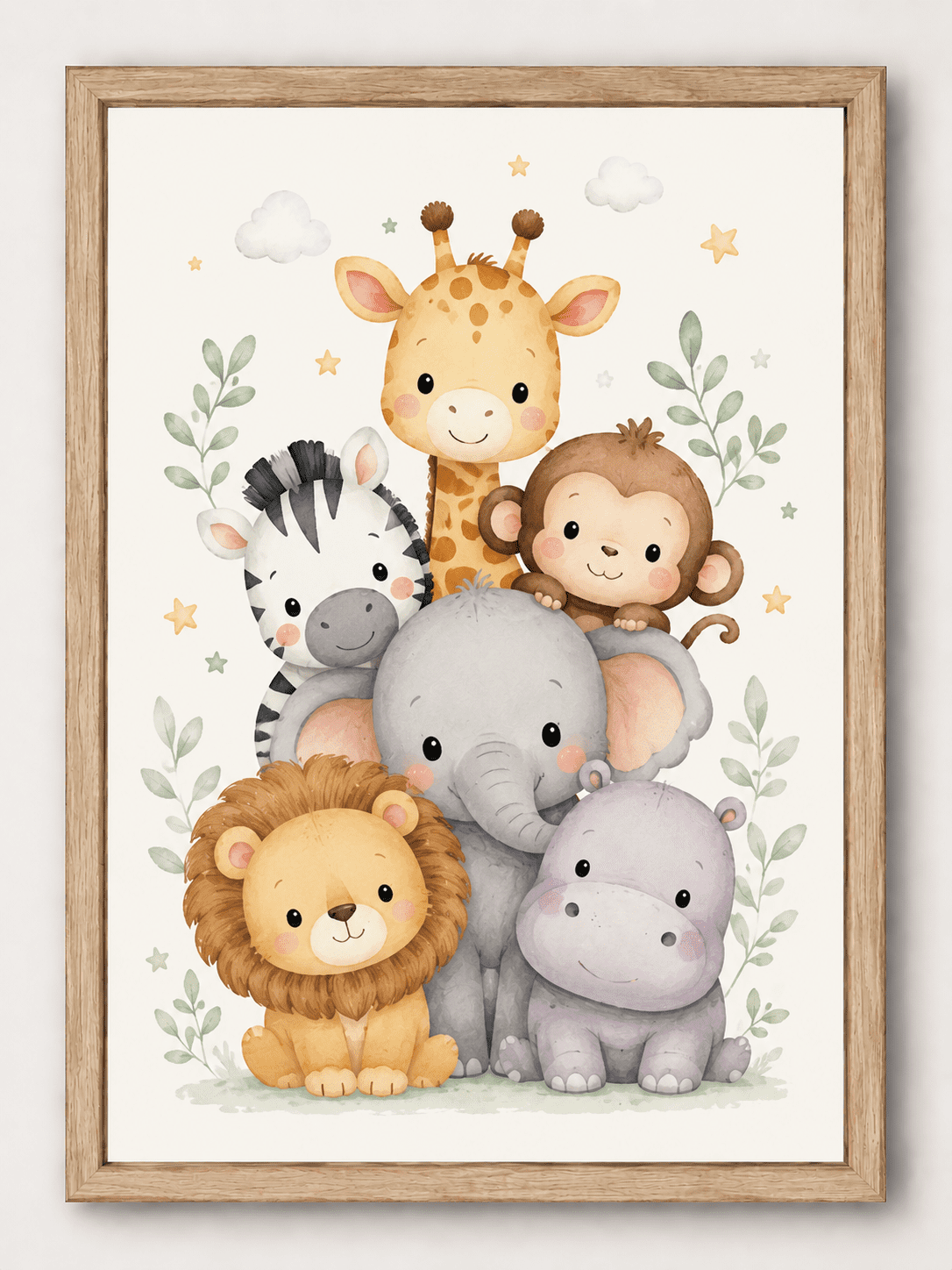 little safari friends cute nursery animal wall art