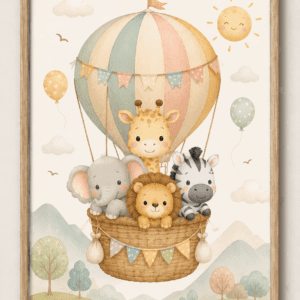 sky adventure friends hot air balloon nursery art