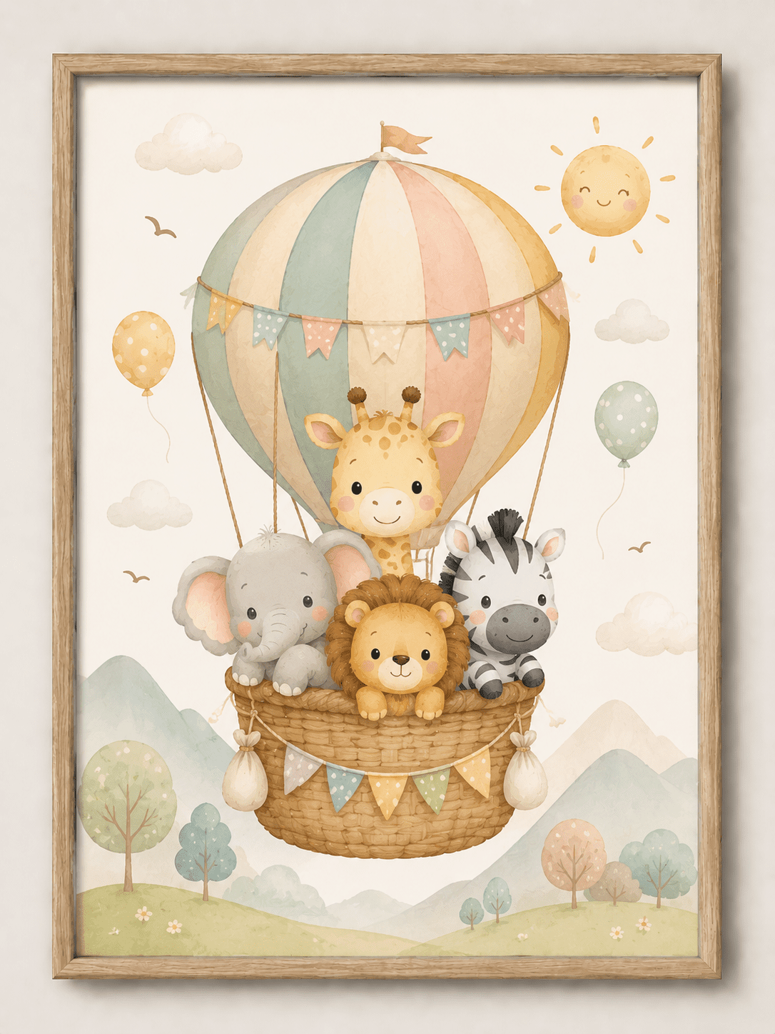 sky adventure friends hot air balloon nursery art